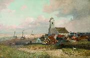 Emil Neumann Blick auf Katwijk oil